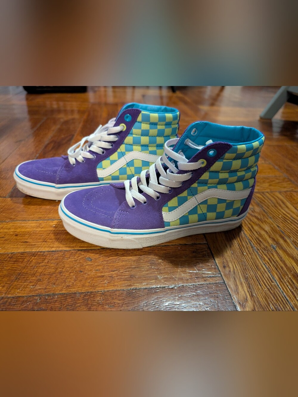 Purple Neon Green Suede Vans